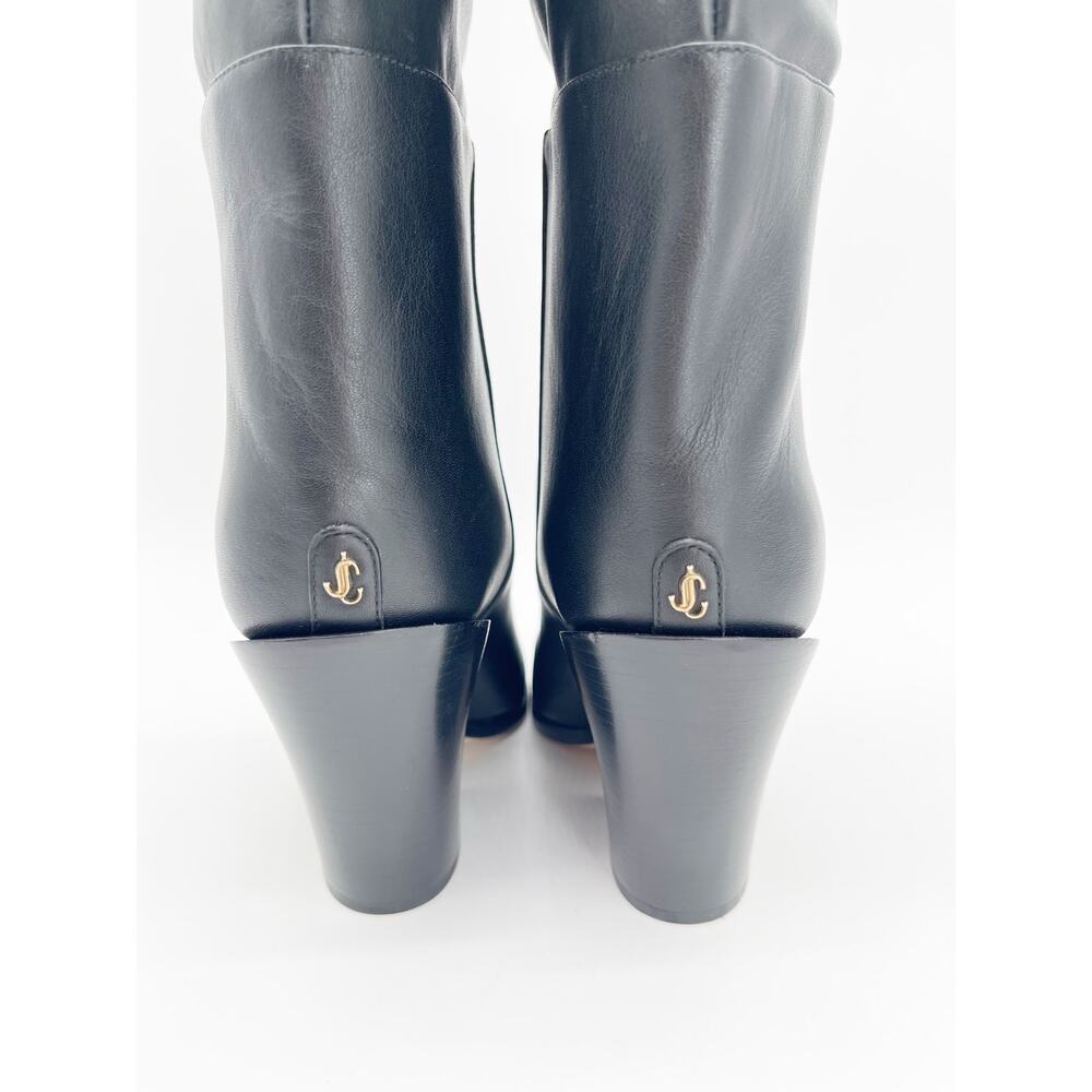 Jimmy Choo Cece 80 Black Pointed Toe Over the Knee Block Heel Boots IT 38.5 - Picture 9 of 12